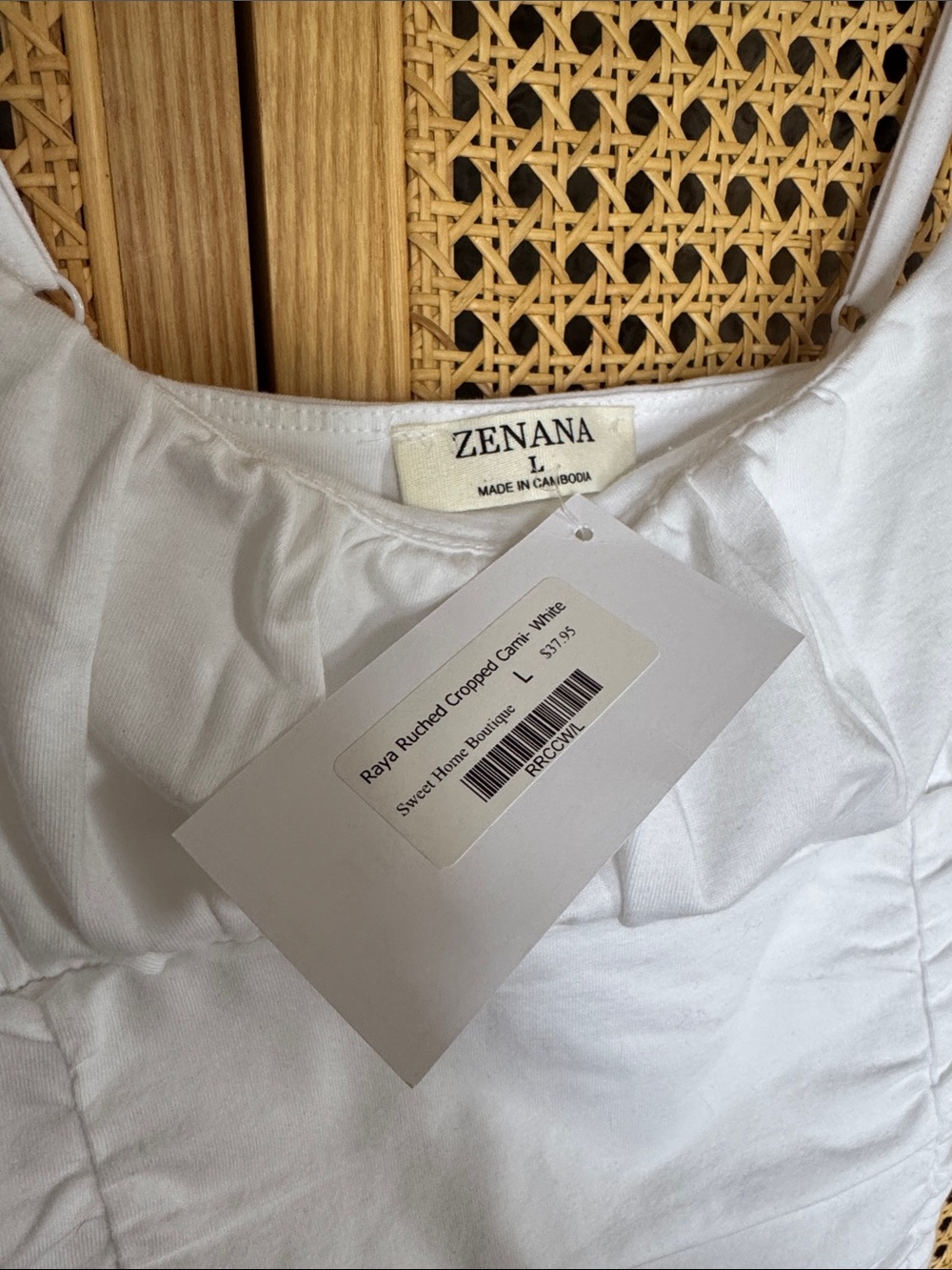 White Ruched Tank - Picture 3 of 4